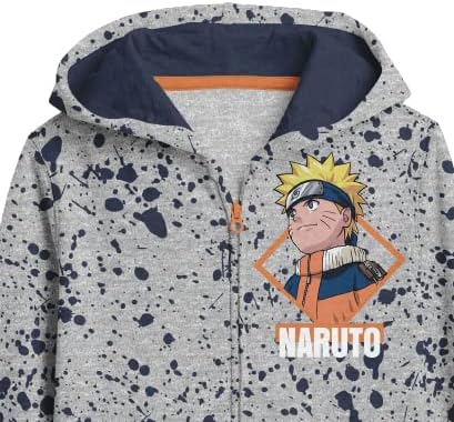 Naruto Classic Youth Boys Gray Zip Hoodie Navy Jogger Pants