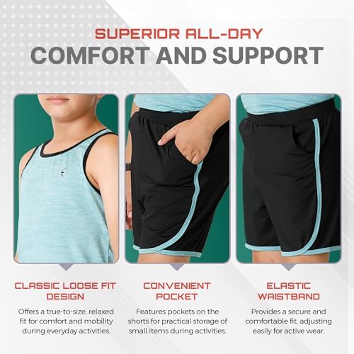 Casual Comfort Boys athletic shorts crew neck tank shirts