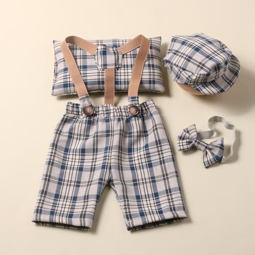 Vomdrok - Newborn Photography set Cutesy Overalls with Hat Bowtie