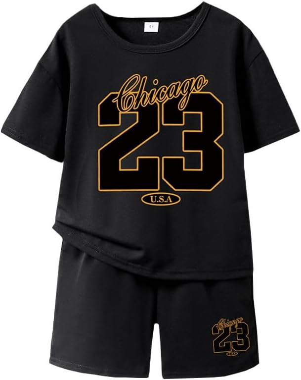 juniors boys t-shirt shorts set with letter graphic print