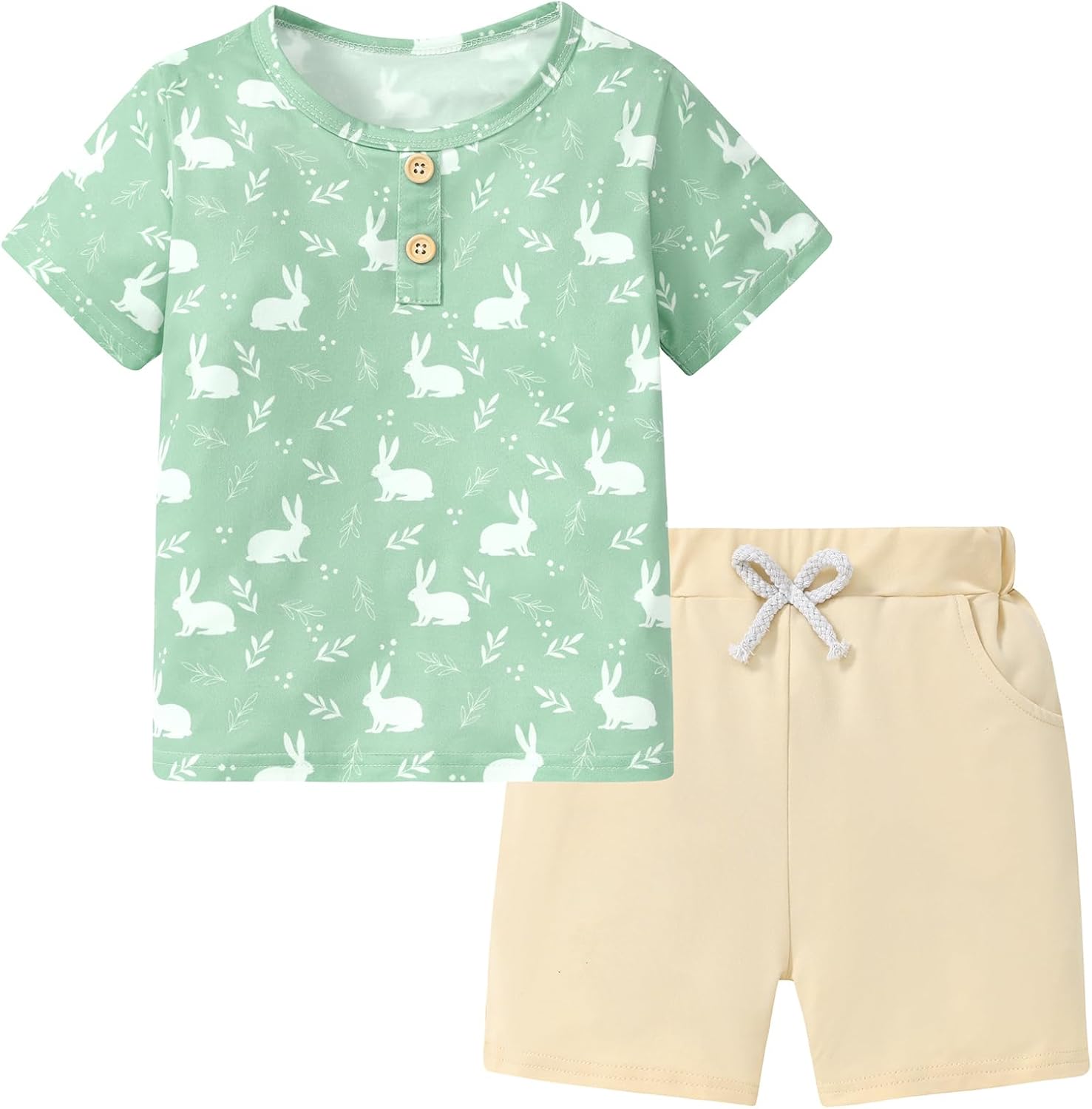 CocoRARA Toddler Boys Hawaiian Summer Outfit with T-Shirt Shorts
