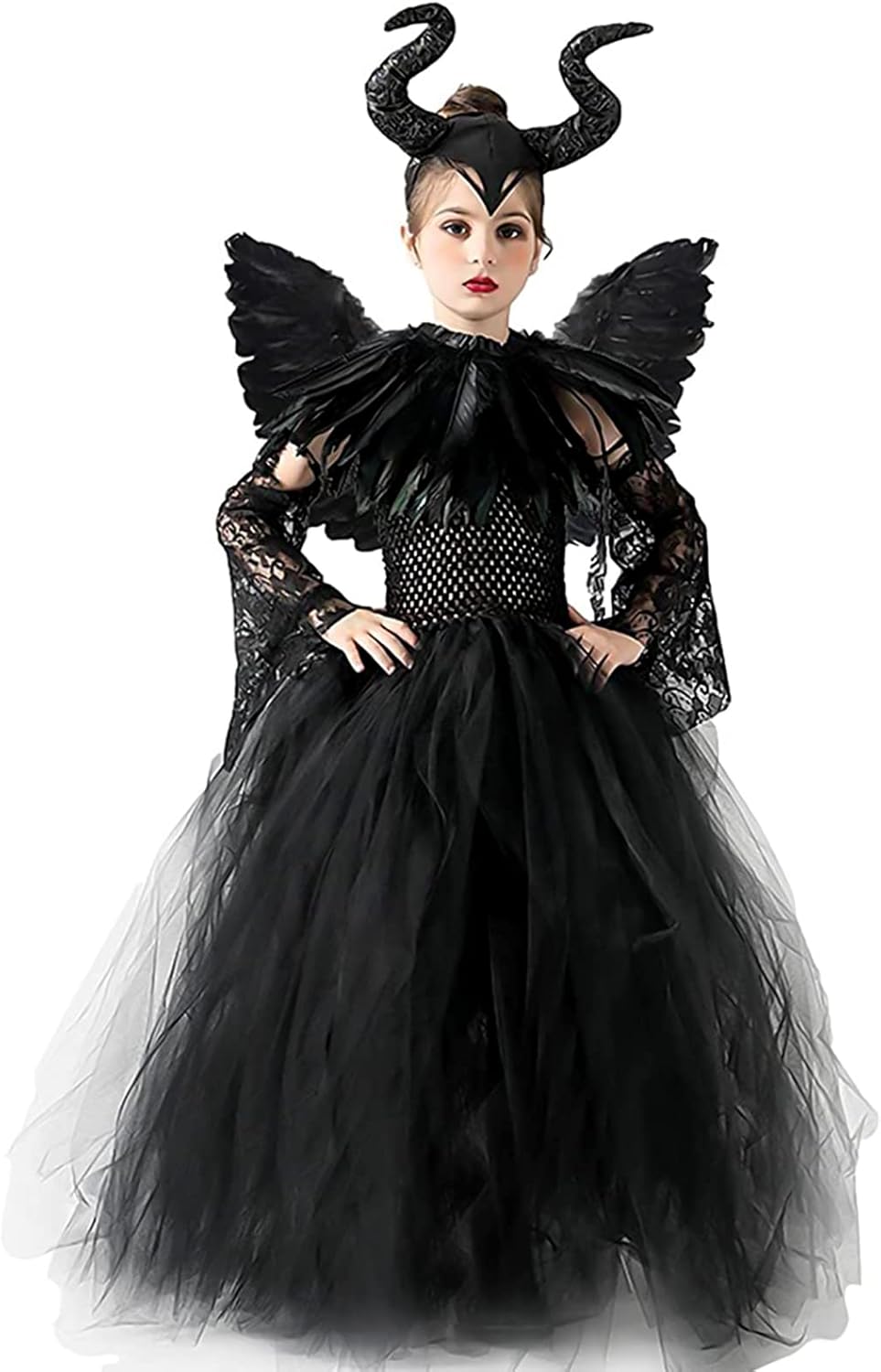 Maleficent Halloween Costume for Girls Evil Queen Dress Up