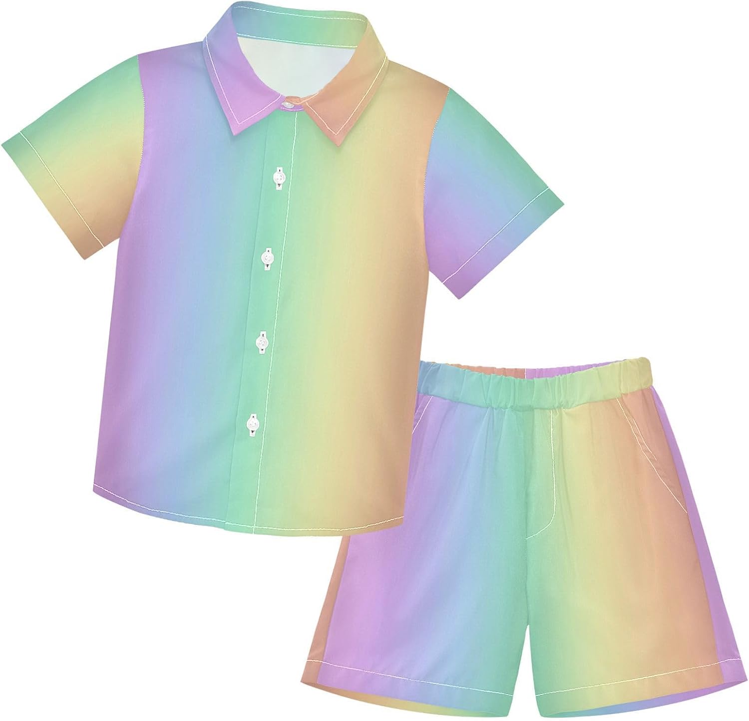 Boccsty Green Checkered Flag Boys Hawaiian Summer Shorts 2-Piece Set
