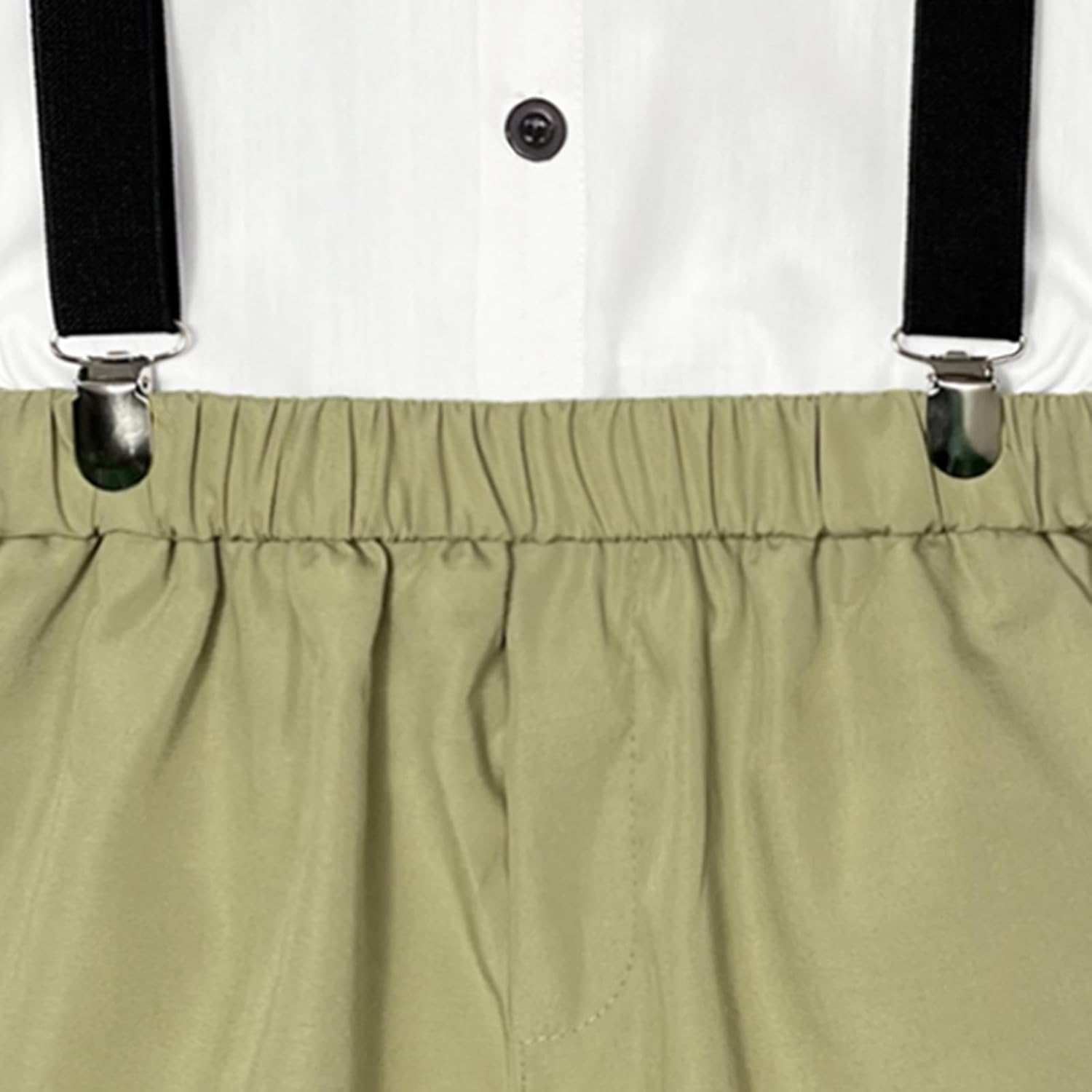 Kids Boys Summer British Style Short Sleeved Shirt Suspenders Shorts Set