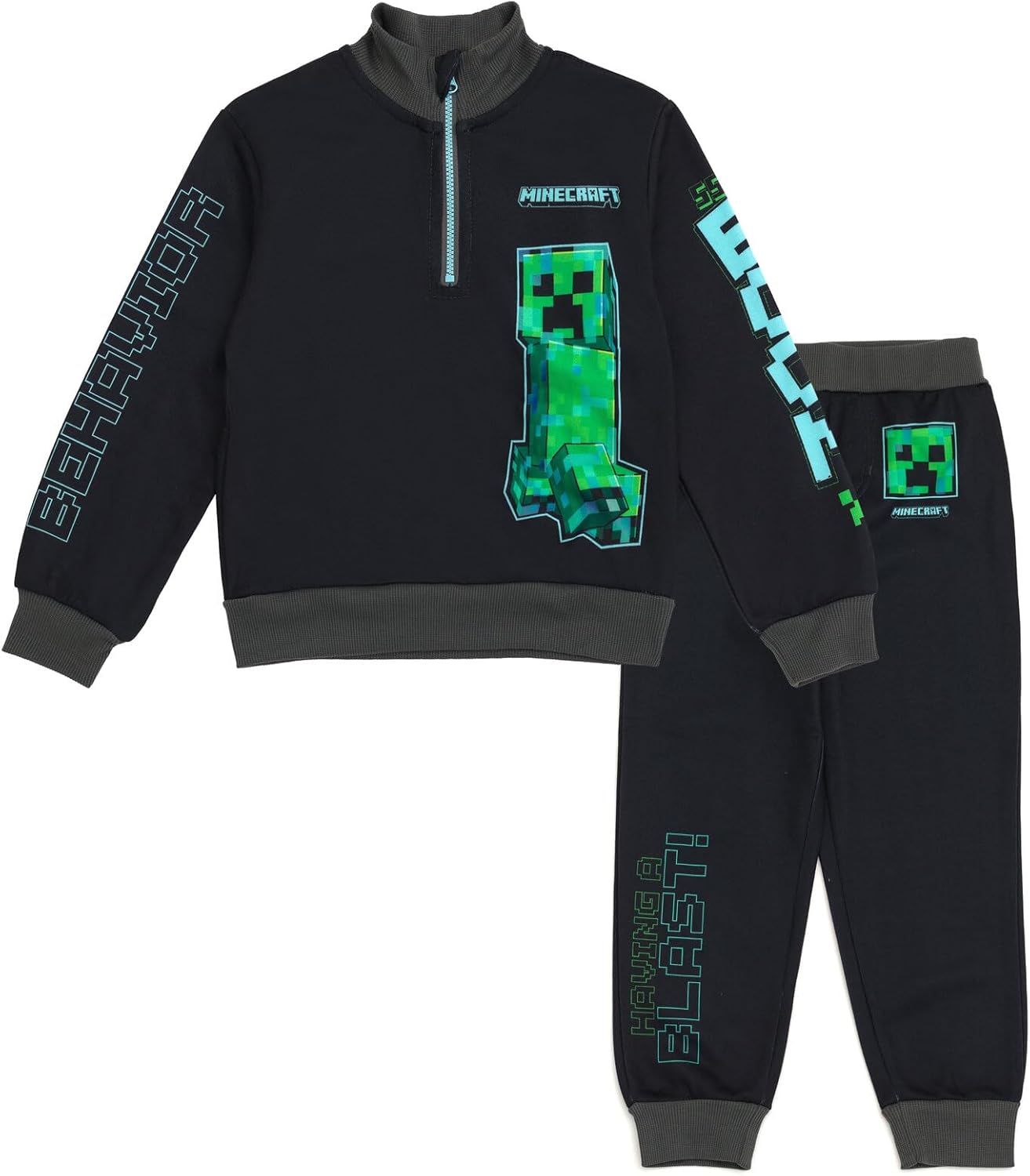 Minecraft Creeper Fleece Half Zip Set for Boys Adorable and Cozy