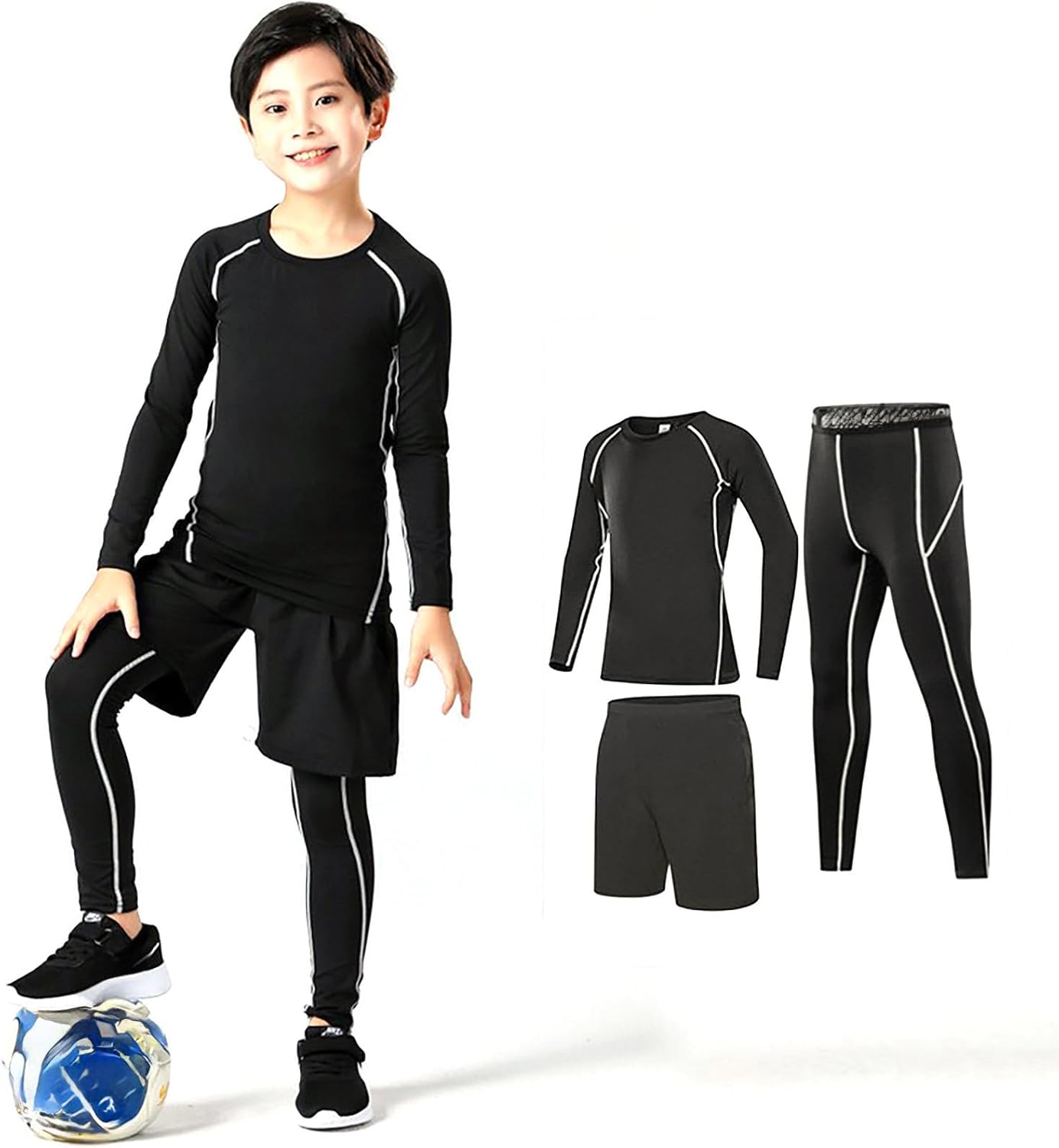 Base Layer Compression Set for Boys and Girls Soft Breathable