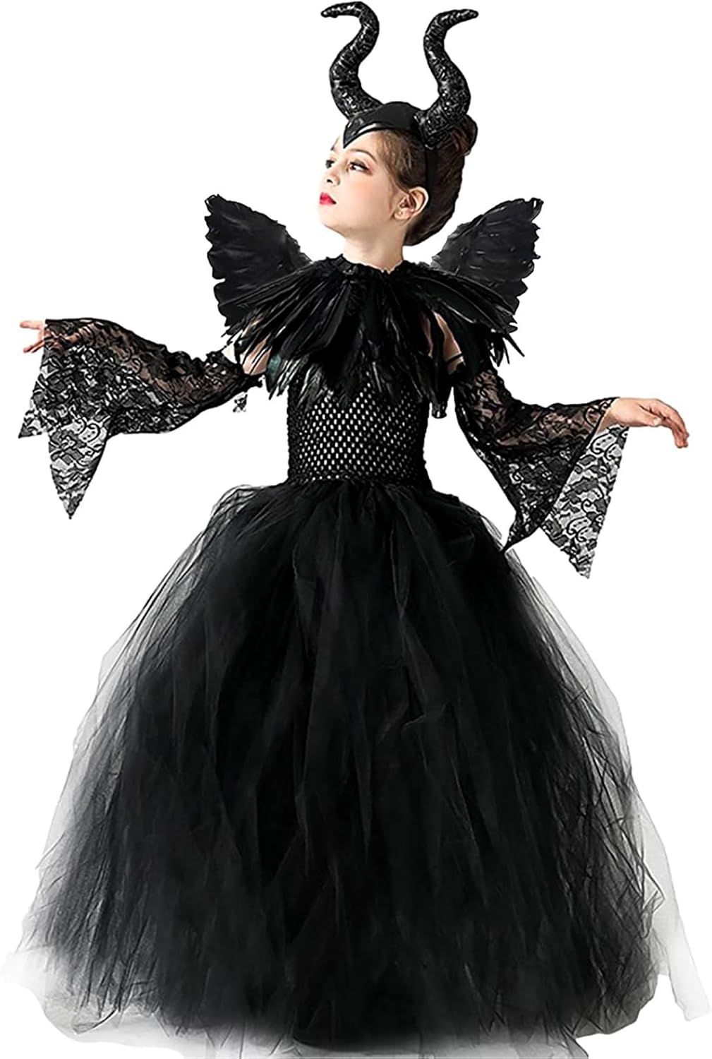 Maleficent Halloween Costume for Girls Evil Queen Dress Up