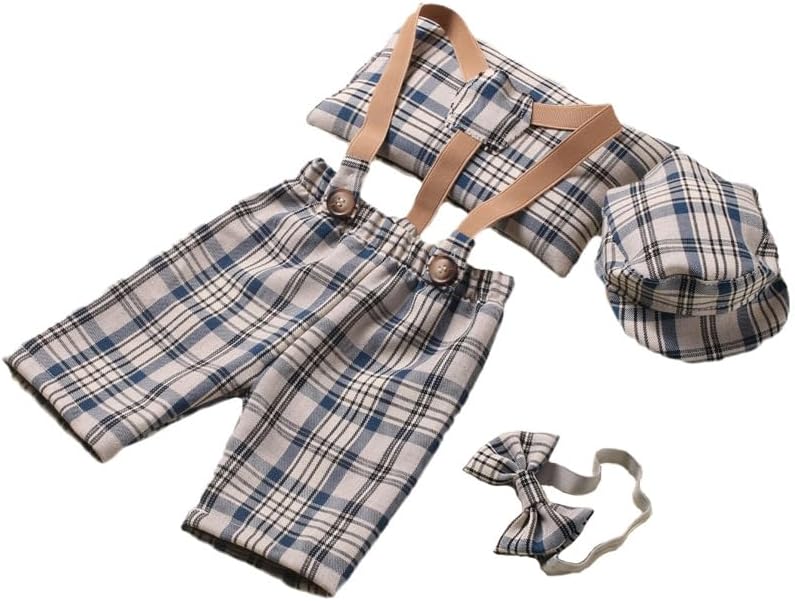 Vomdrok - Newborn Photography set Cutesy Overalls with Hat Bowtie