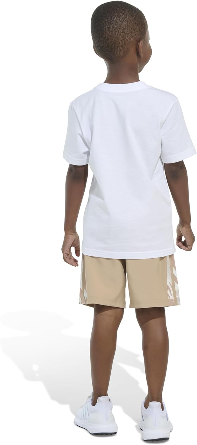 ADIDAS BOYS FASHIONABLE CAMO SHORT SET TEE PANTS