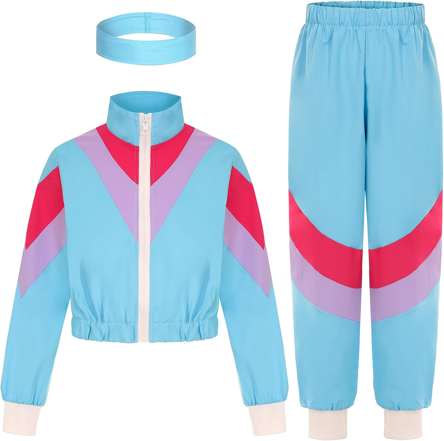80s 90s Retro Track Set for Girls - Windbreaker Jacket Pants