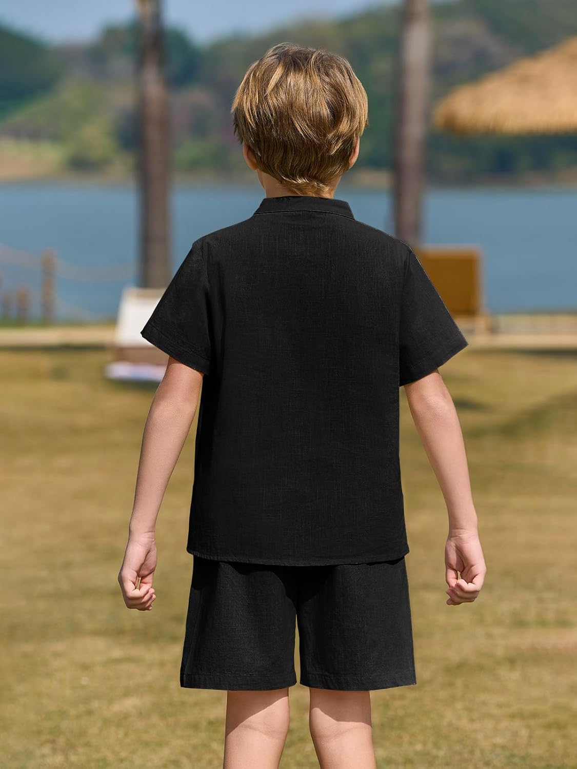 Haloumoning Boys Henley Set - Soft Cotton Beachwear for Kids