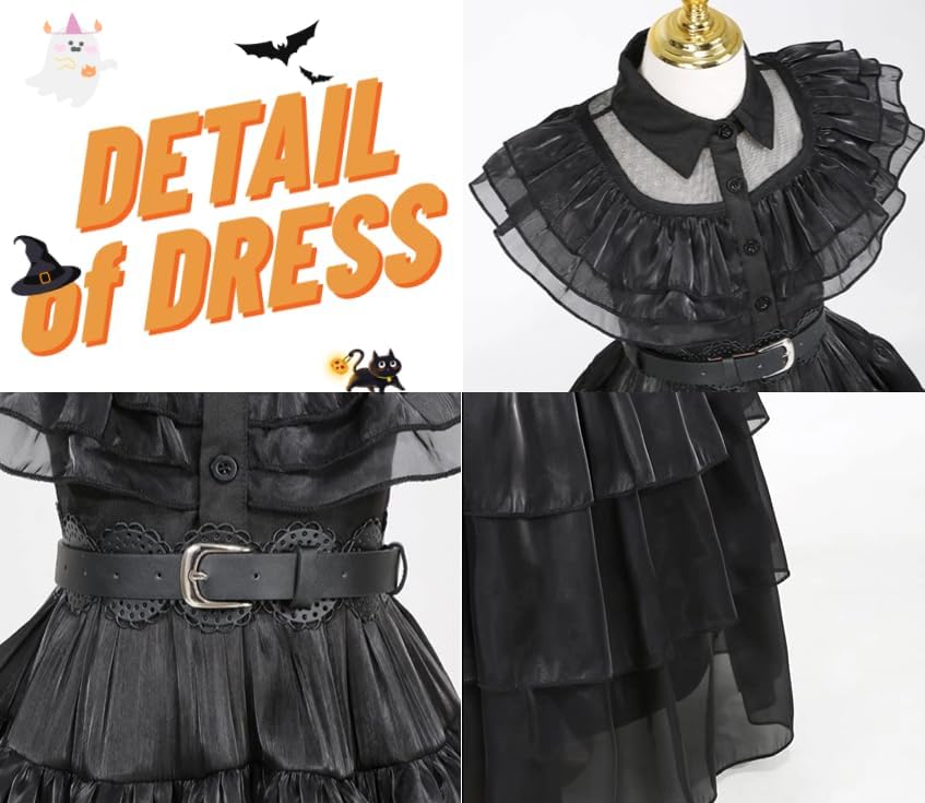 GUUZOGG Wednesday Addams Costume Dress for Girls