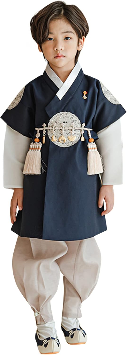Charming Kids Korean Navy Boy Kids Hanbok 100 Days to 10 Years