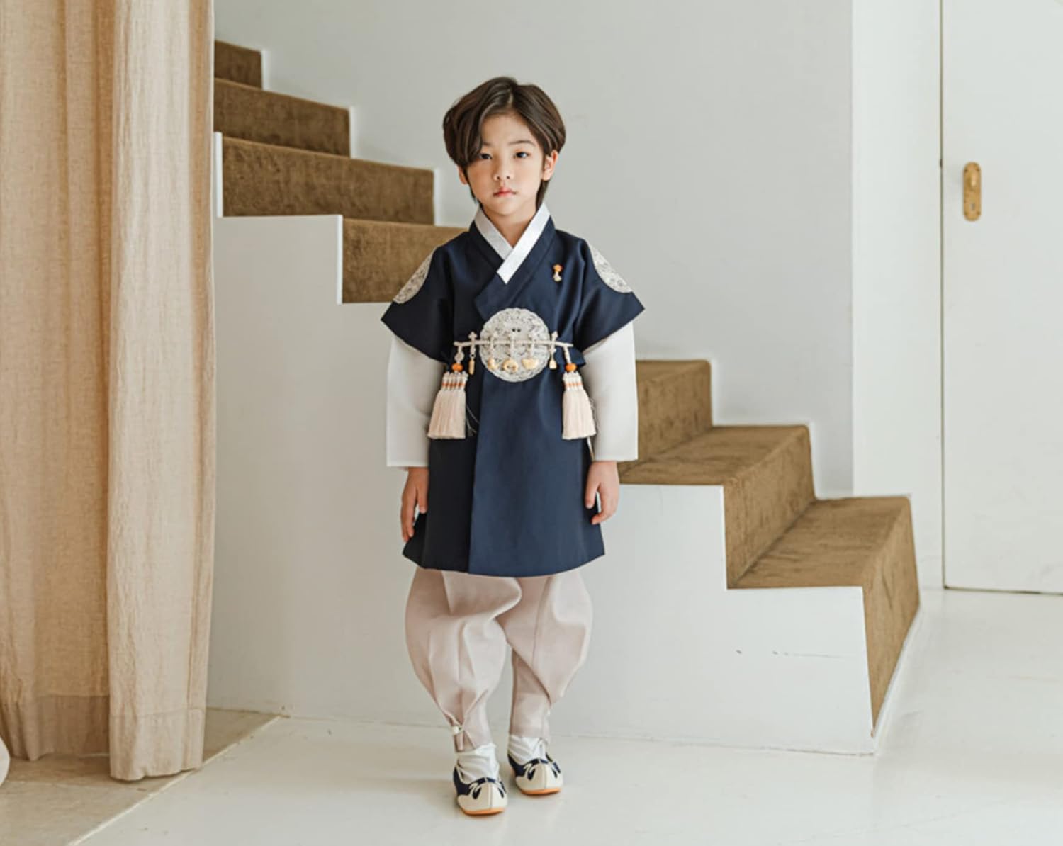 Charming Kids Korean Navy Boy Kids Hanbok 100 Days to 10 Years