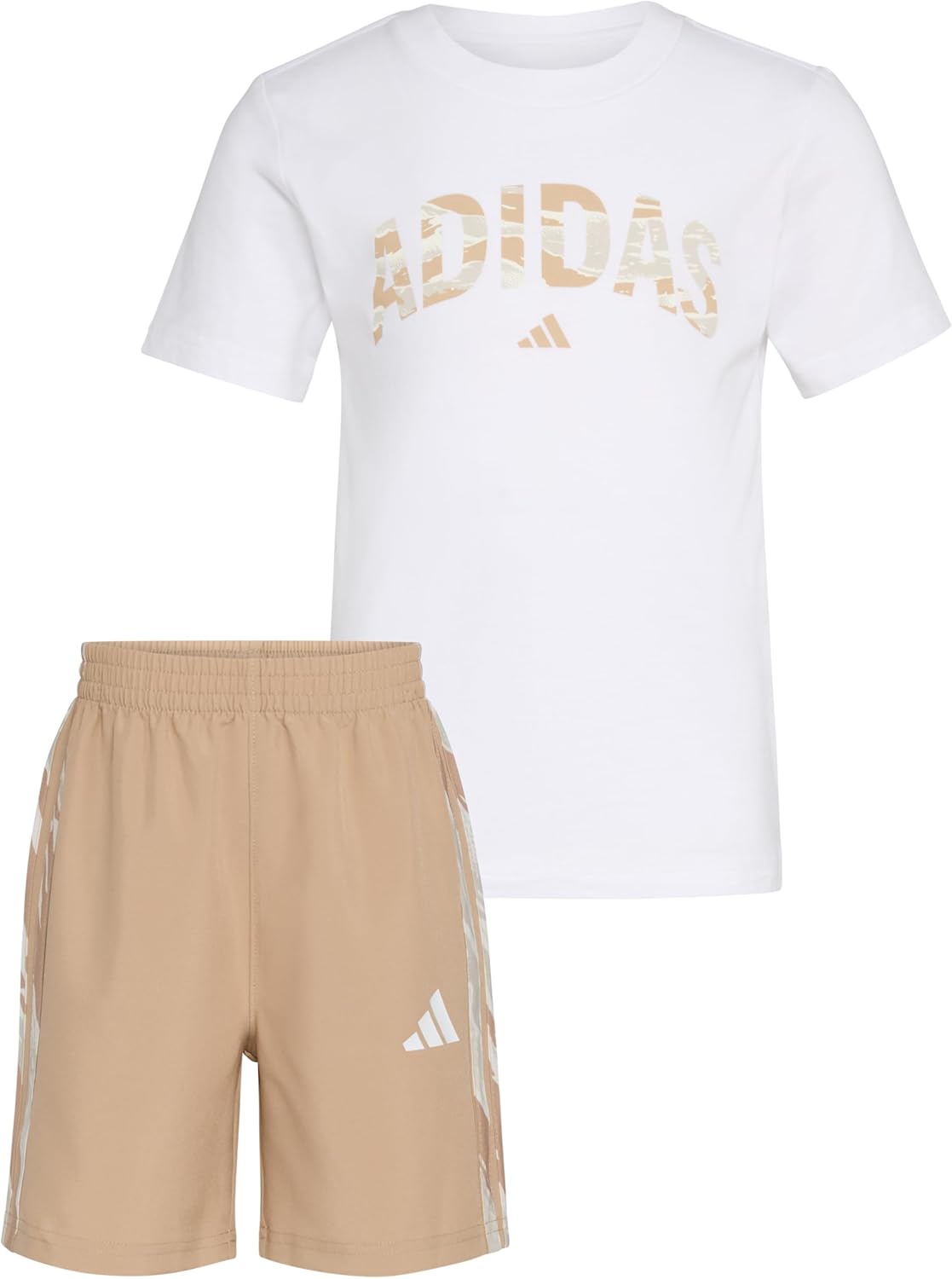 ADIDAS BOYS FASHIONABLE CAMO SHORT SET TEE PANTS