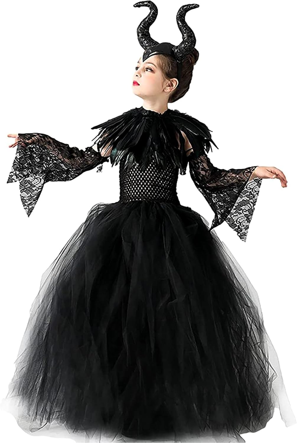 Maleficent Halloween Costume for Girls Evil Queen Dress Up