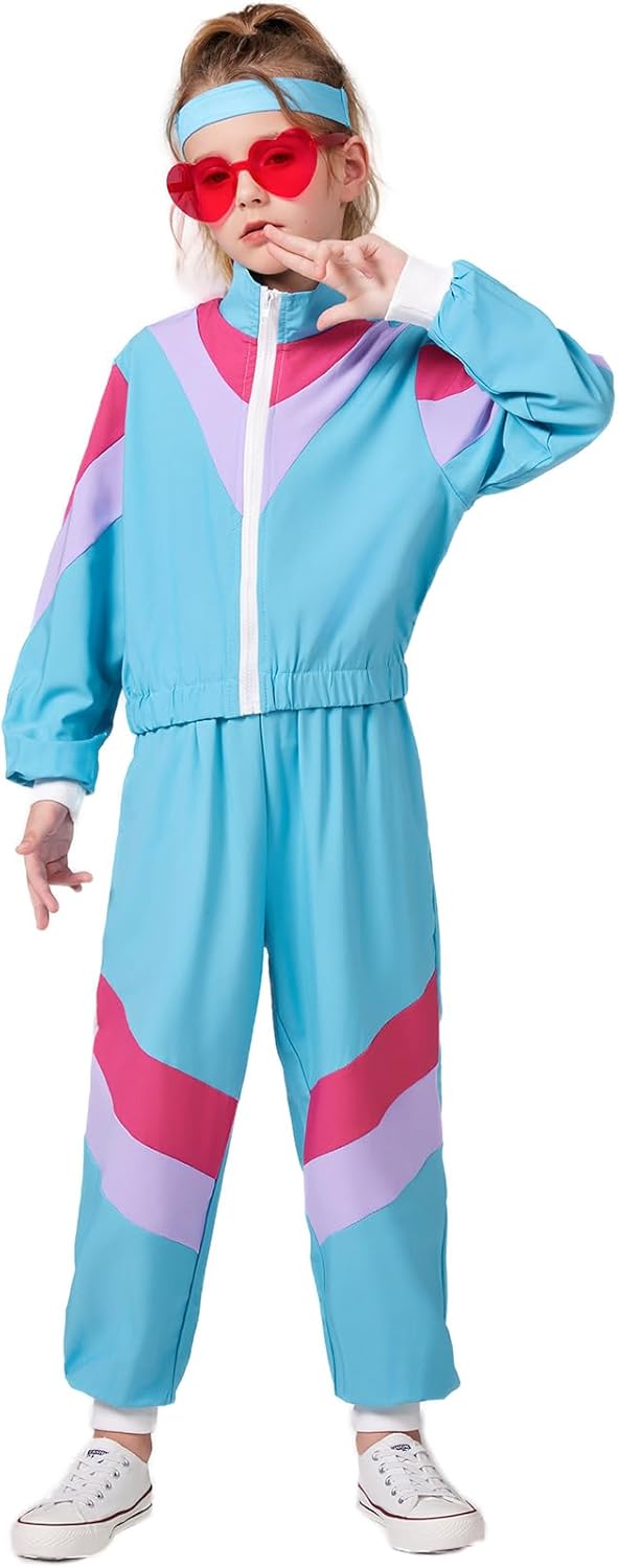 80s 90s Retro Track Set for Girls - Windbreaker Jacket Pants