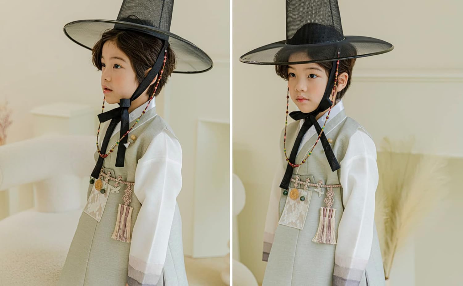 Stunning Korean Striped Green Boy Hanbok for Birthdays Celebrations