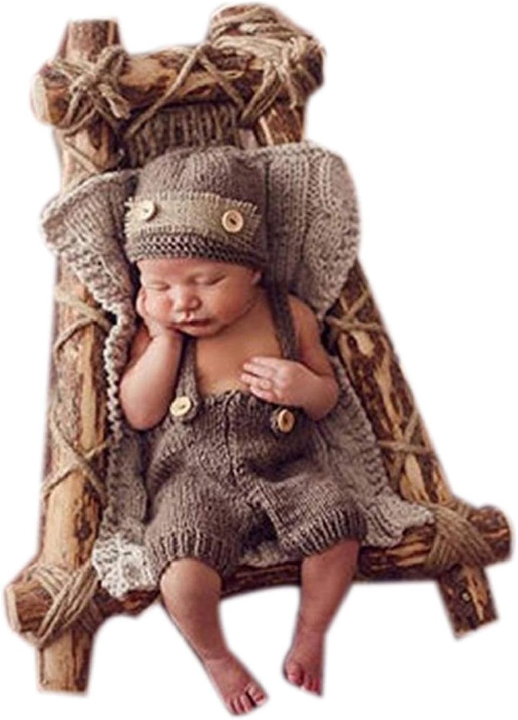 Vemonllas Newborn Baby Photography Kit Handmade Knit Bonnet and Pants