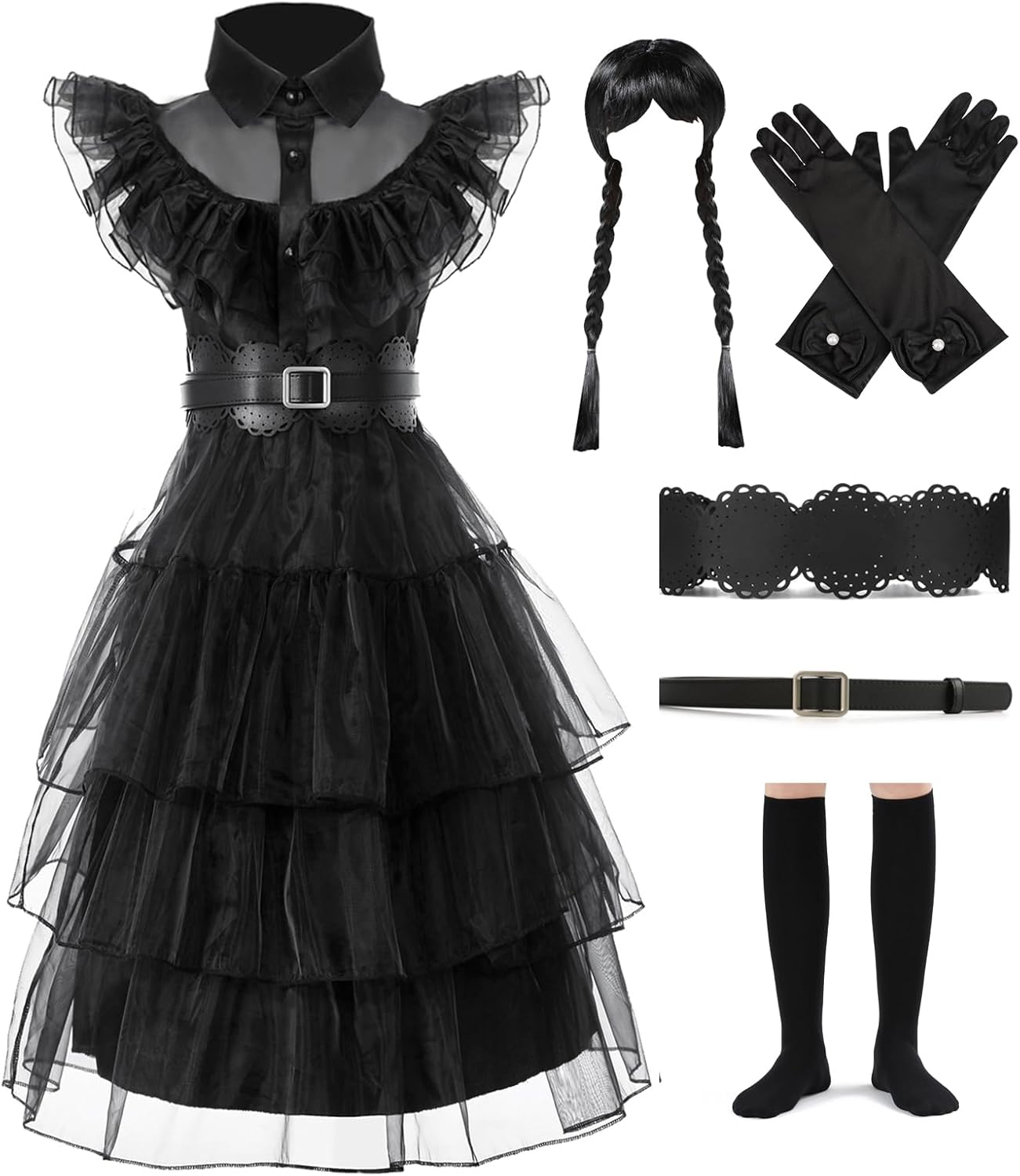 Girls Black Princess Halloween Costume Outfit for Kids