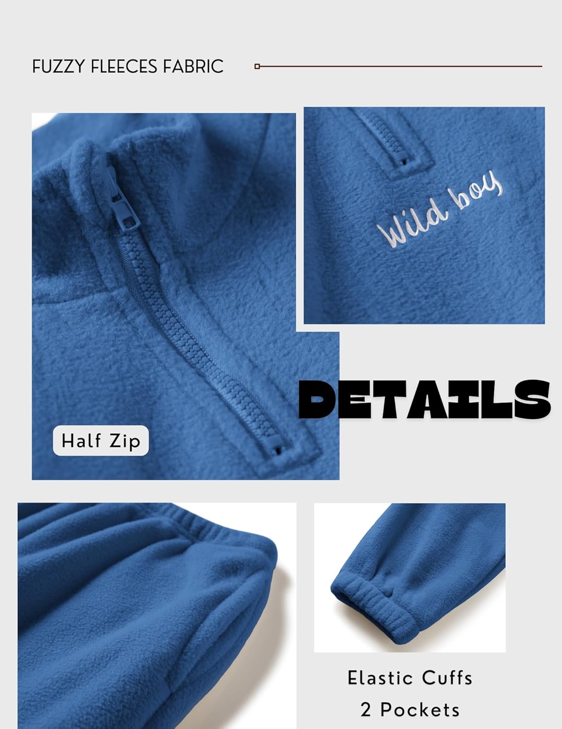Arshiner Toddler Winter Set Fleece Half Zip Sweats Pants 2-3T Blue