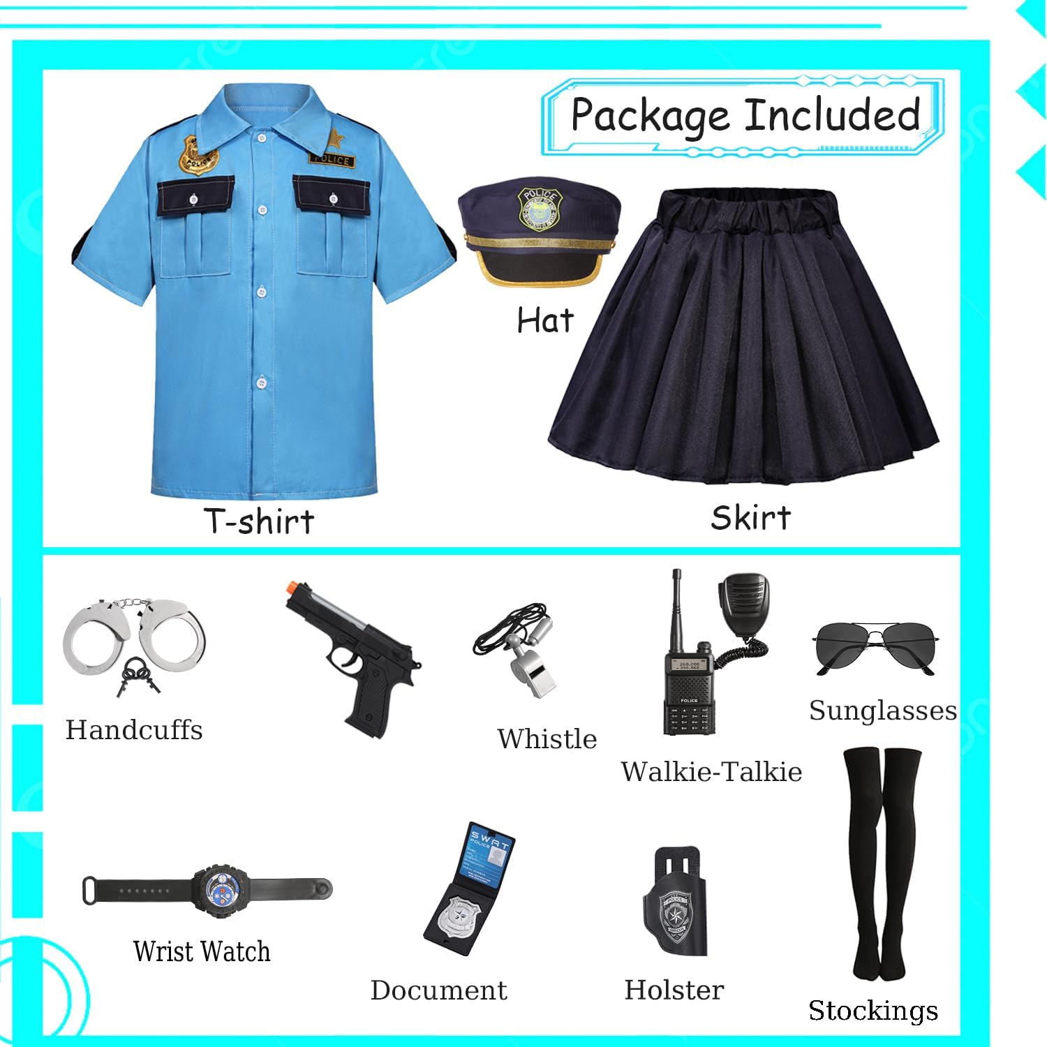 Ruimeier Halloween Police Costume Girls Toddler Uniform Set with Accessories