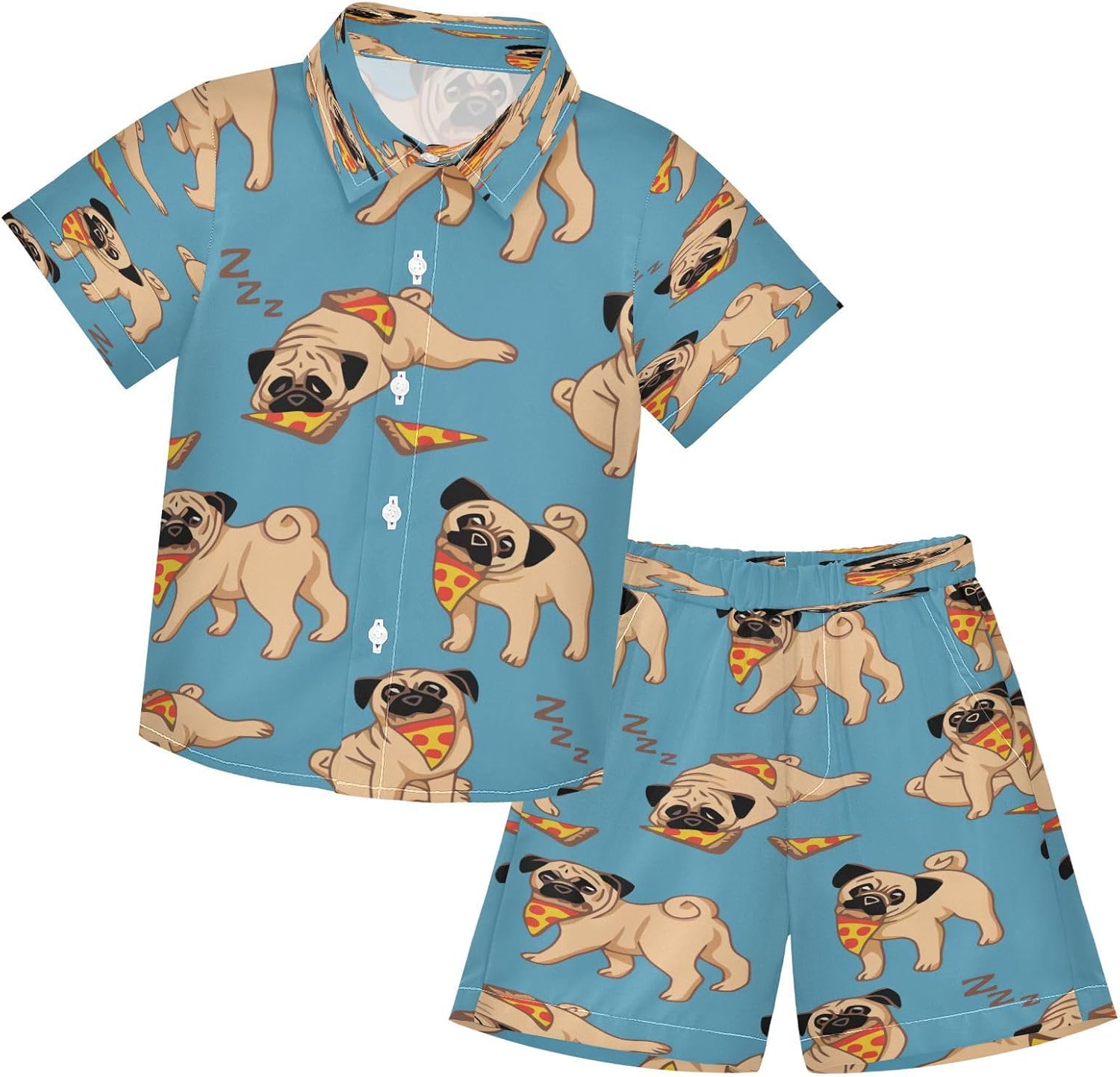 Pug Dog Friends Summer Outfit Adorable Toddler Set for Boys