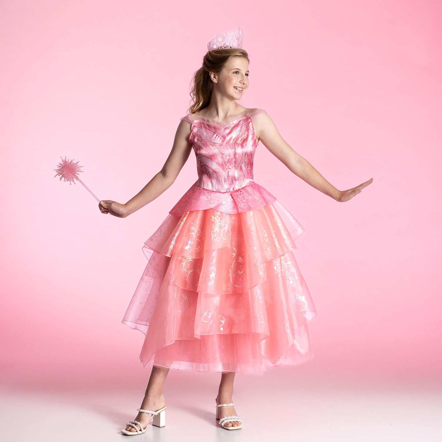 Step into Wickeds magical world Disguise Girls Wicked Glinda Costume