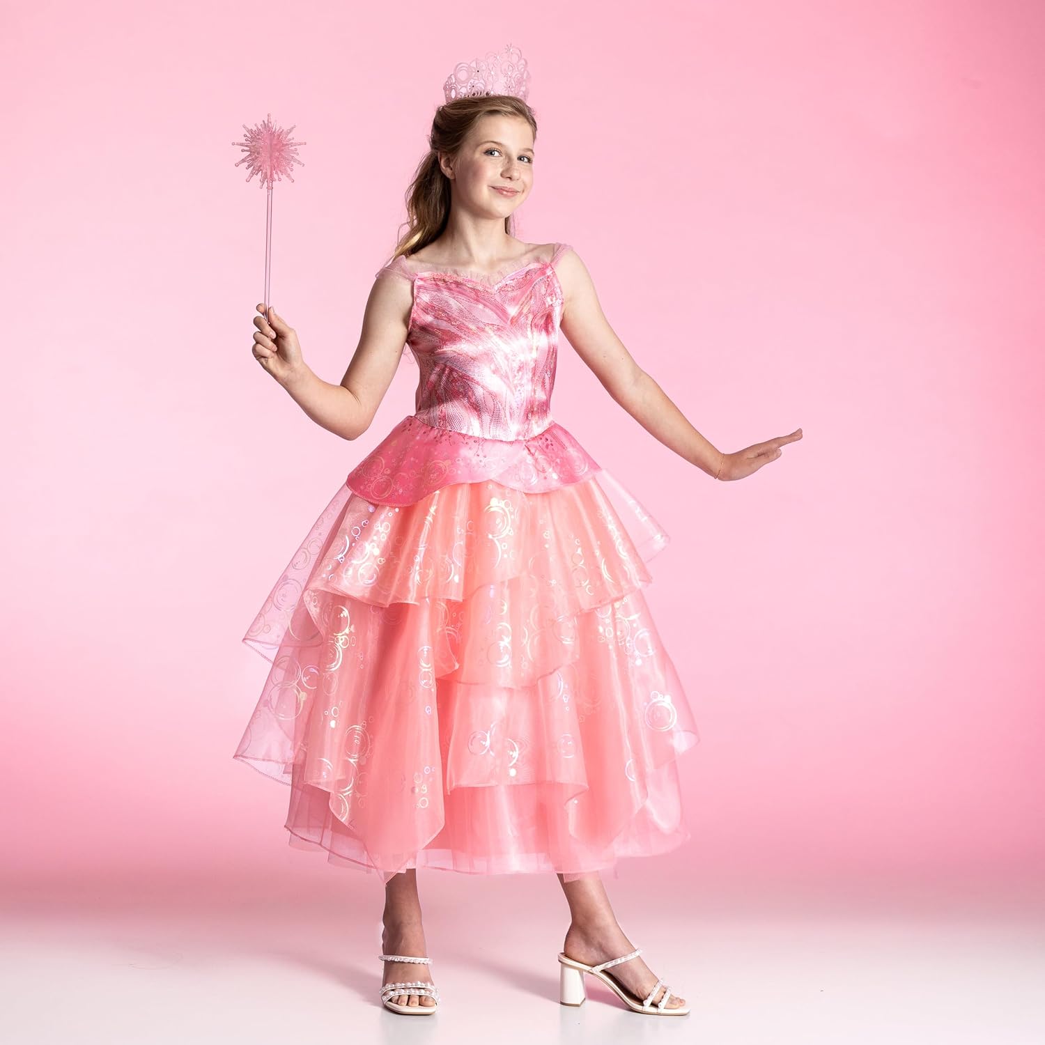 Step into Wickeds magical world Disguise Girls Wicked Glinda Costume