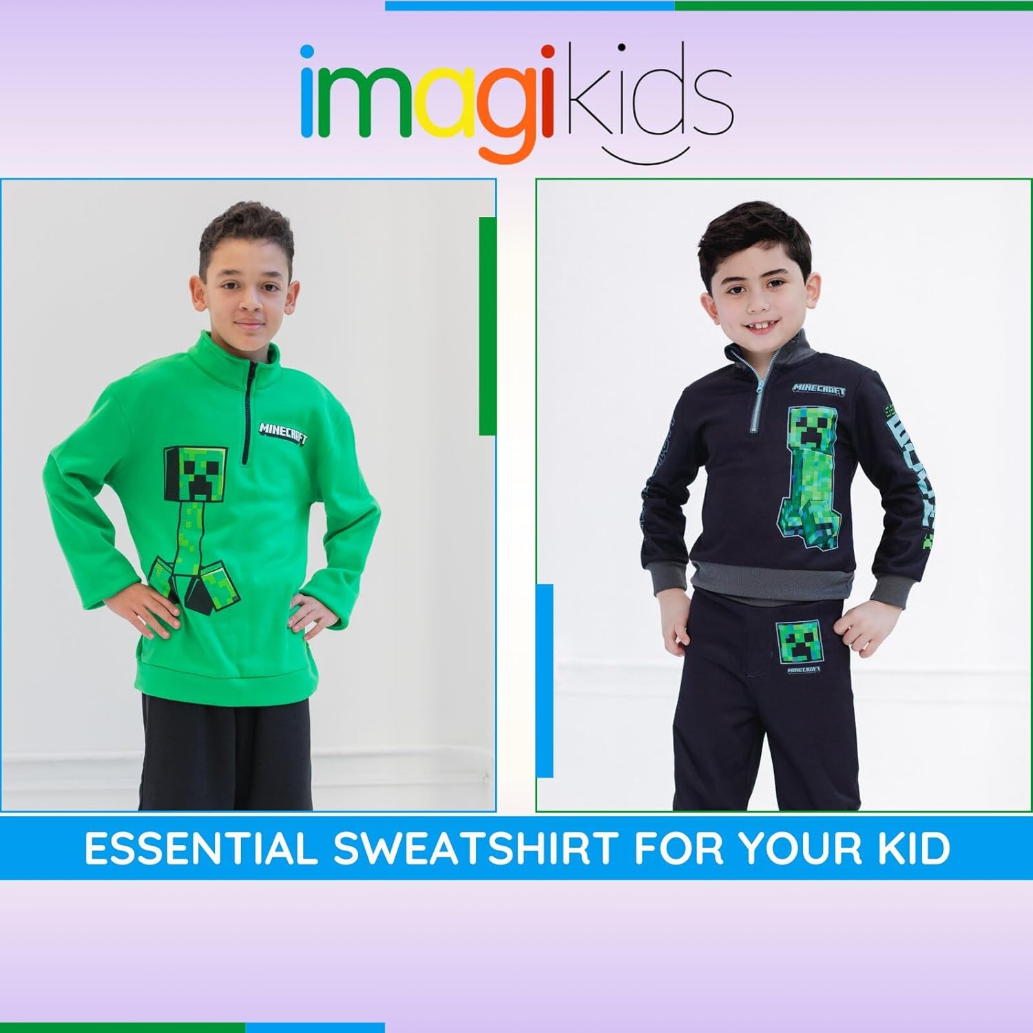 Minecraft Creeper Fleece Half Zip Set for Boys Adorable and Cozy