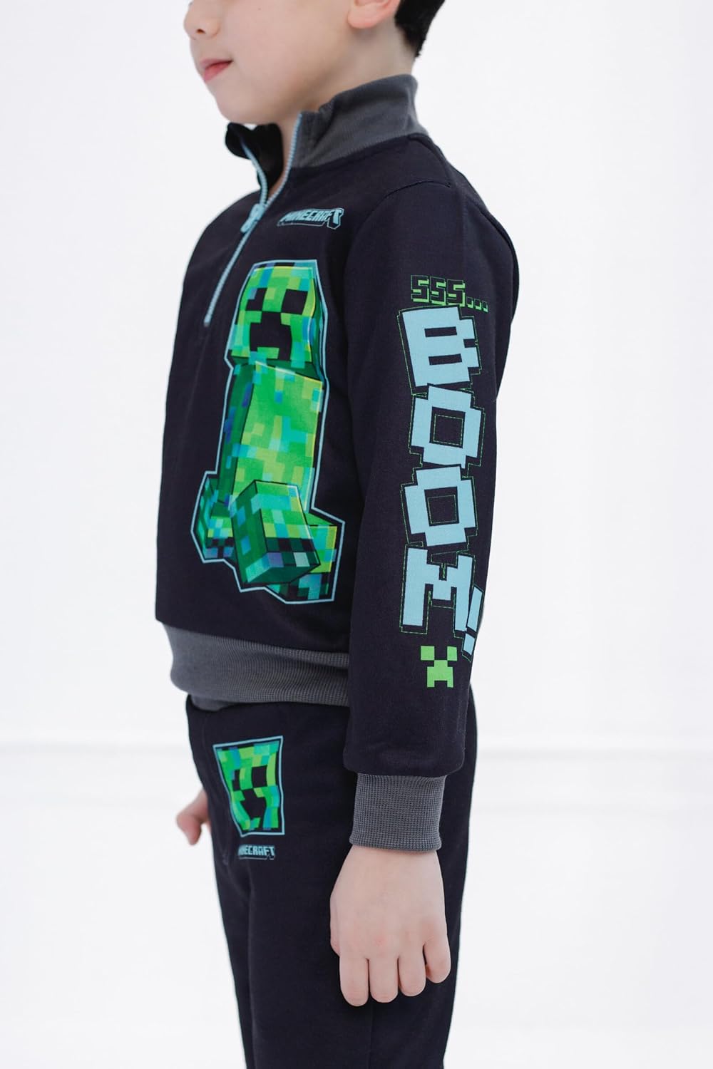 Minecraft Creeper Fleece Half Zip Set for Boys Adorable and Cozy