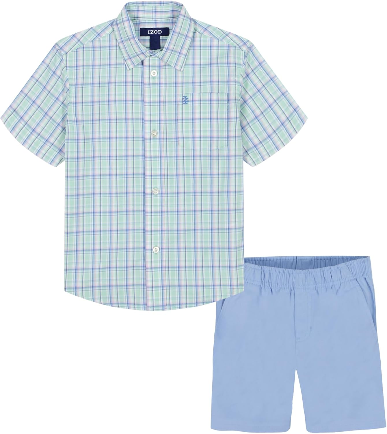 boys 2-piece set IZOD collared button-down shirt performance shorts