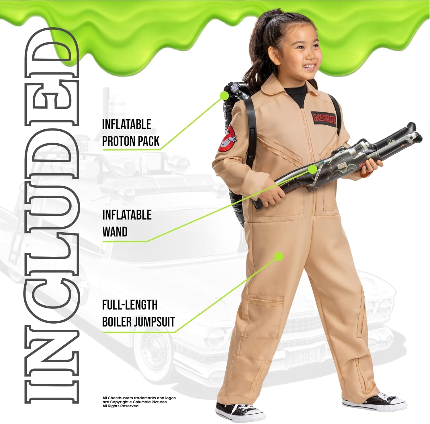 Disguise Ghostbusters Costume for Kids official Ghostbusters classic jumpsuit with Proton Pack