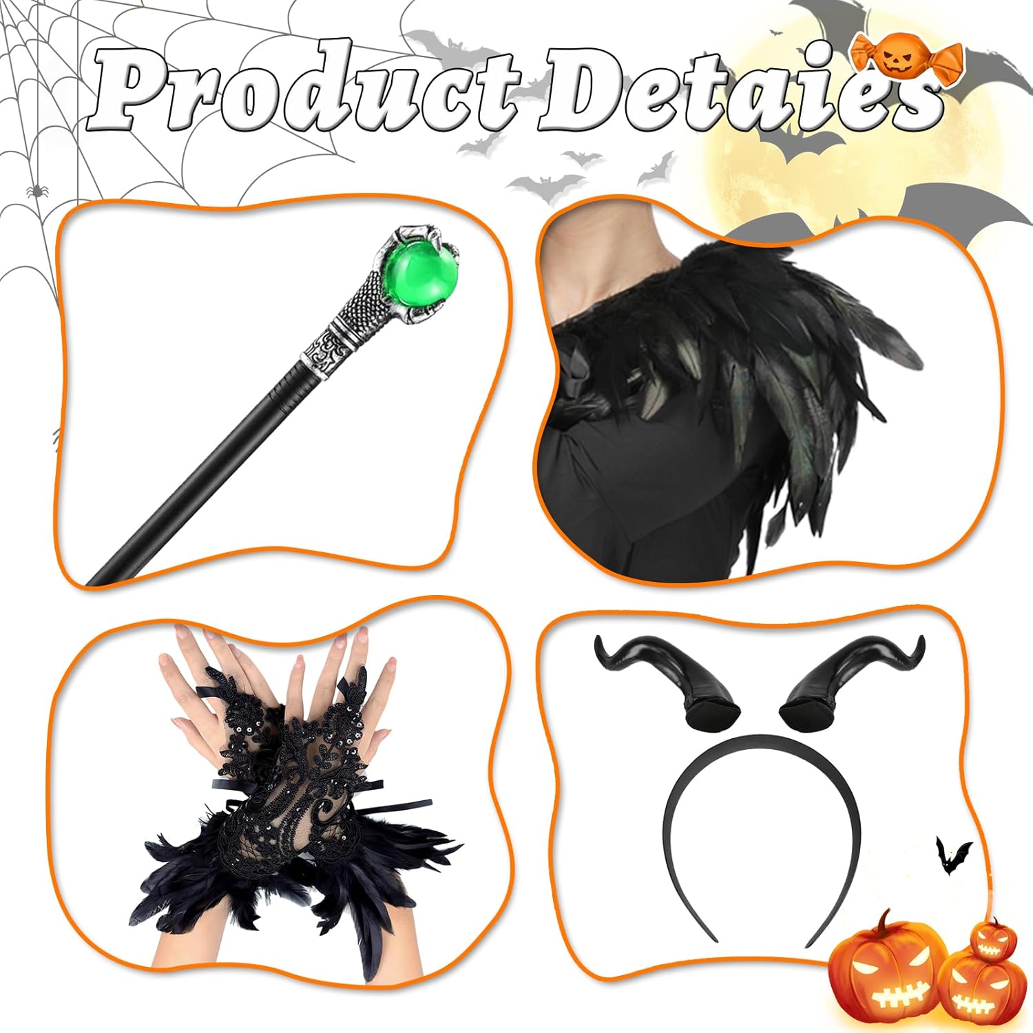 EVL Authentic Maleficent Dressup costume for Kids Girls Halloween wdth 10wrdz