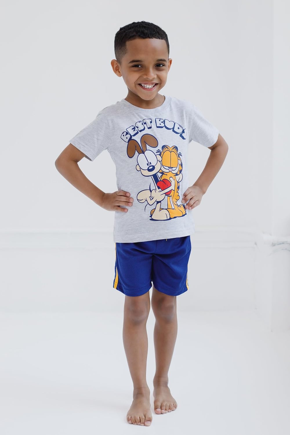 Garfield T-Shirt and Mesh Shorts Outfit Set for Kids
