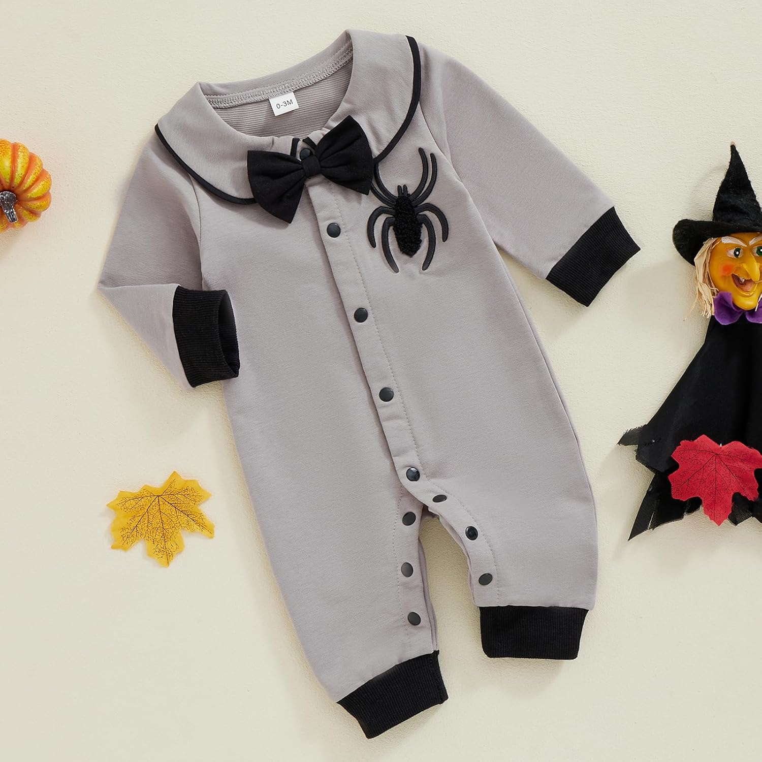 uggies Halloween Baby Boys Outf Long Sleeve Romper with Bowtie Jumpsuit