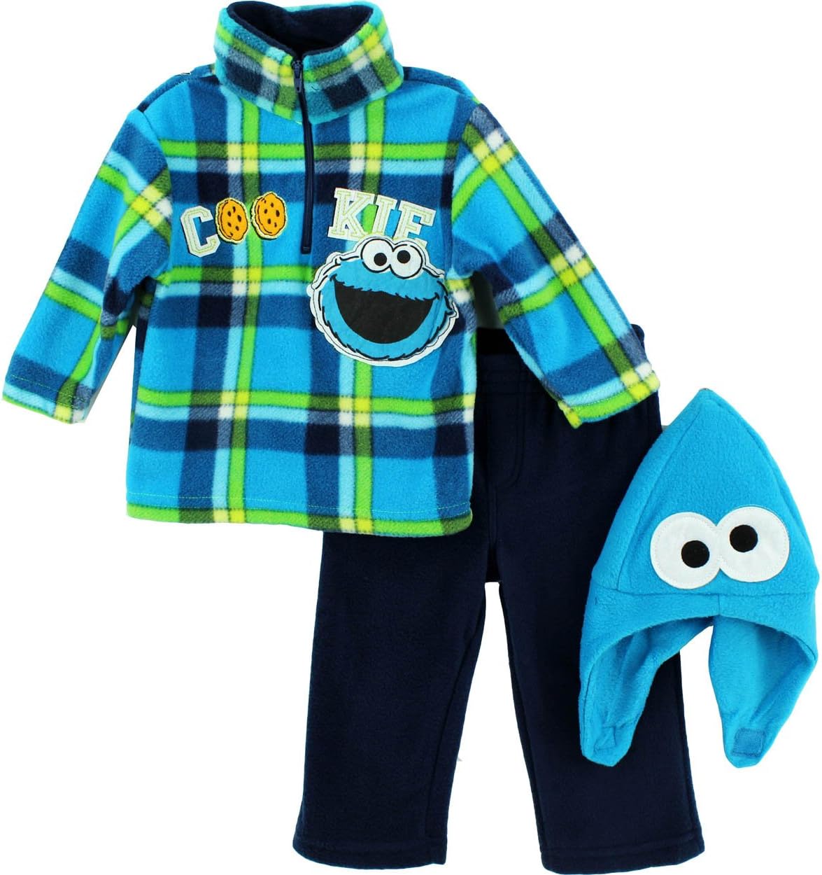 Sesame Street Boys Cookie Monster 3-Piece Fleece Set Arctic - Family Gift