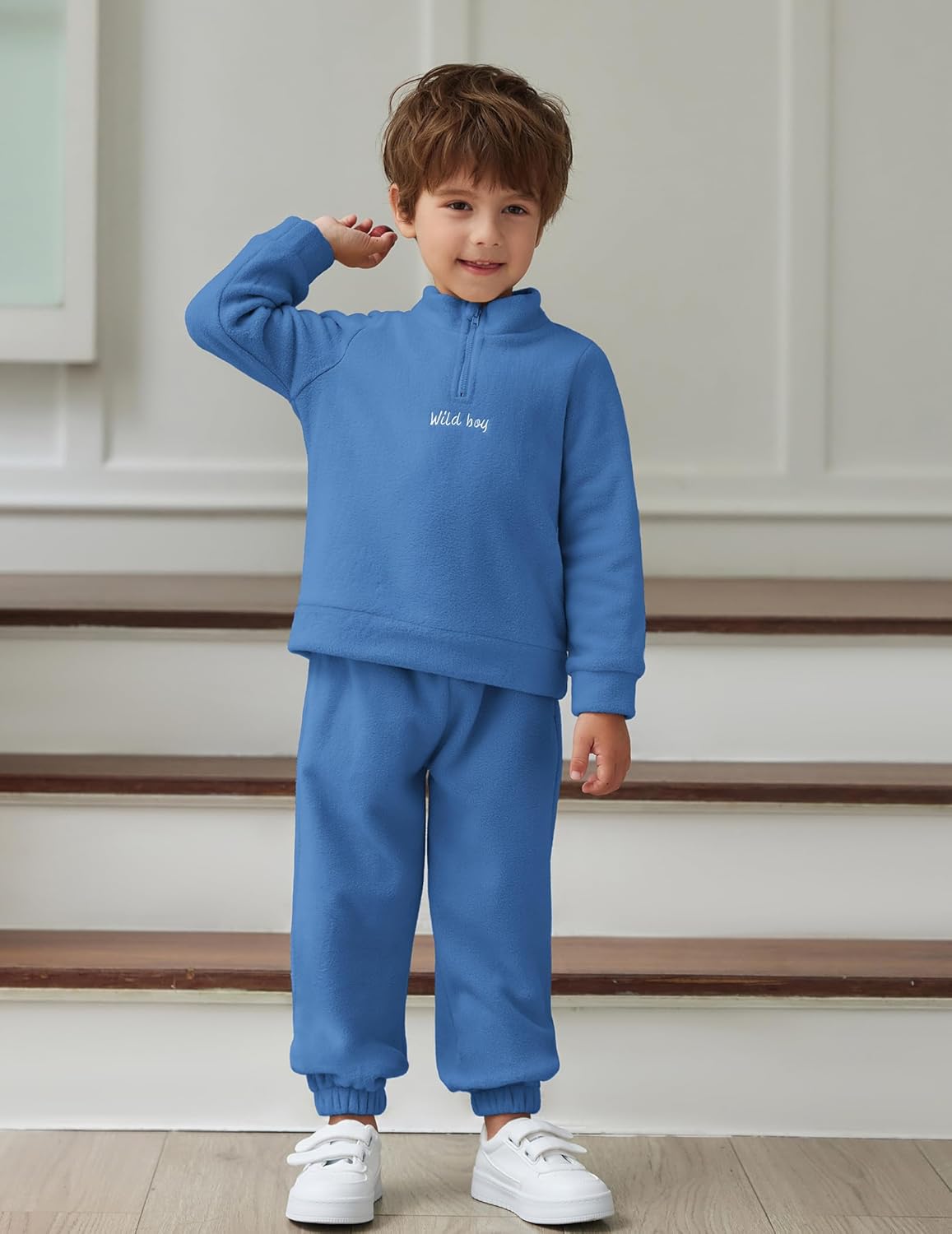 Arshiner Toddler Winter Set Fleece Half Zip Sweats Pants 2-3T Blue