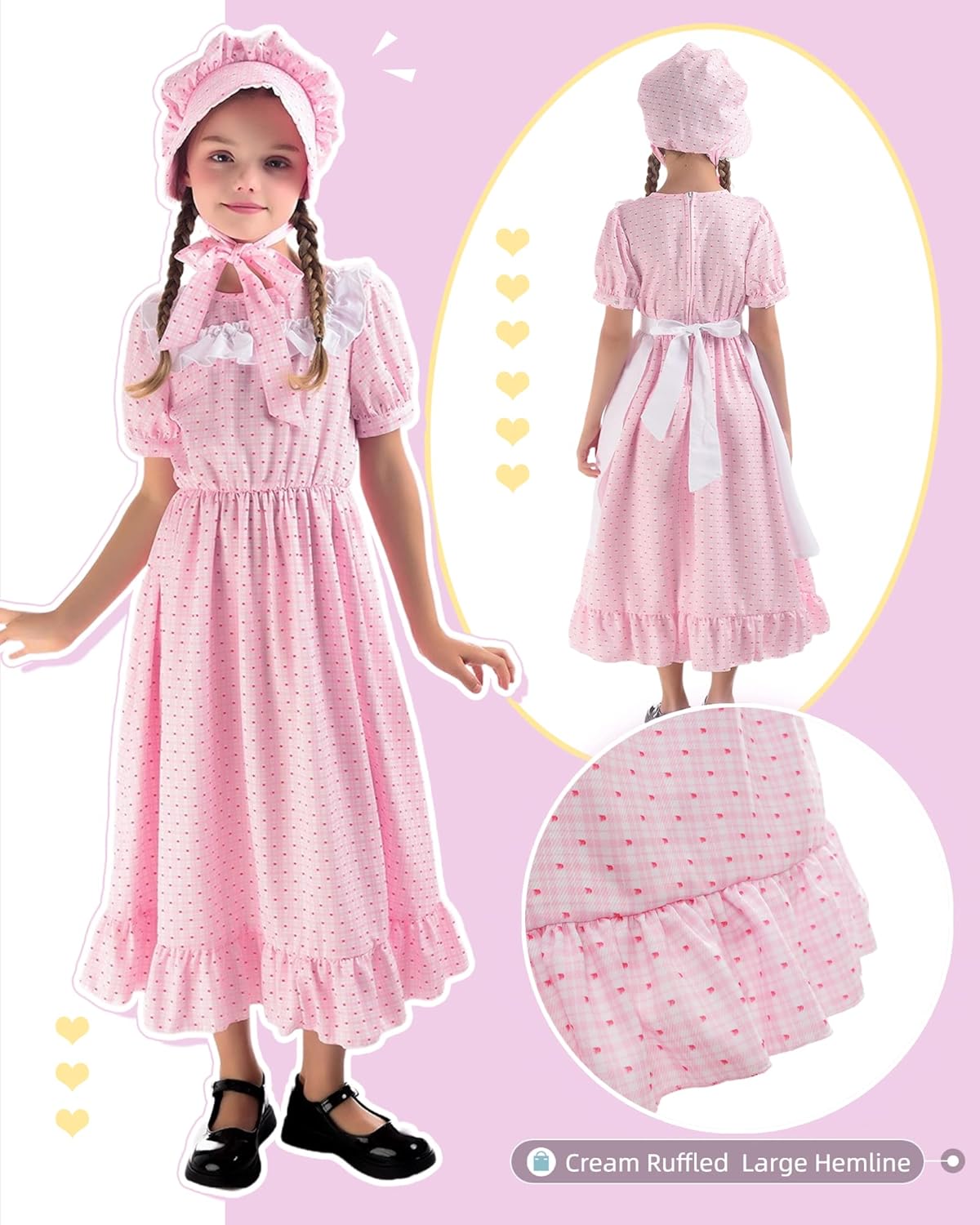NSPSTT Girls Colonial 1800s Dress Set