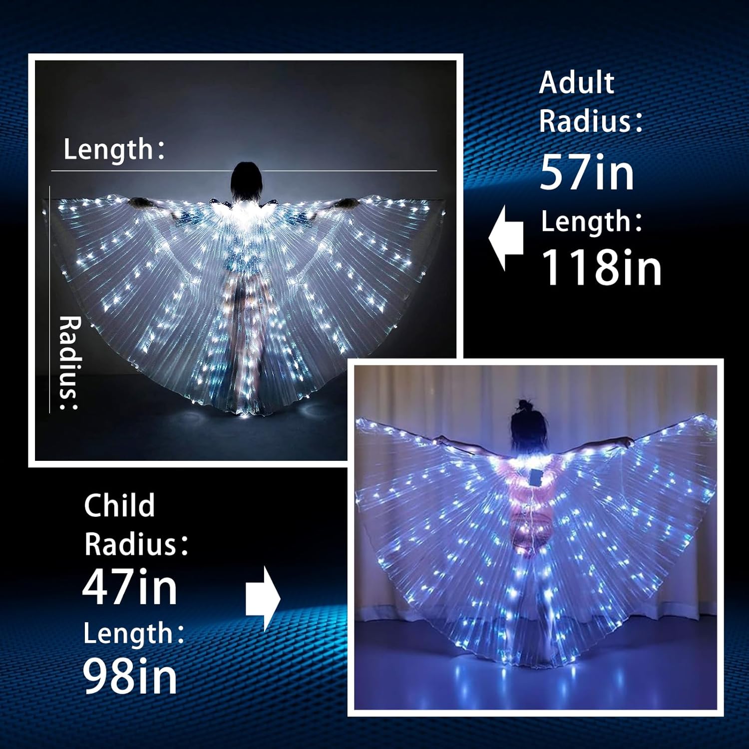 Kaskamo Girls LED Butterfly Wings Costume
