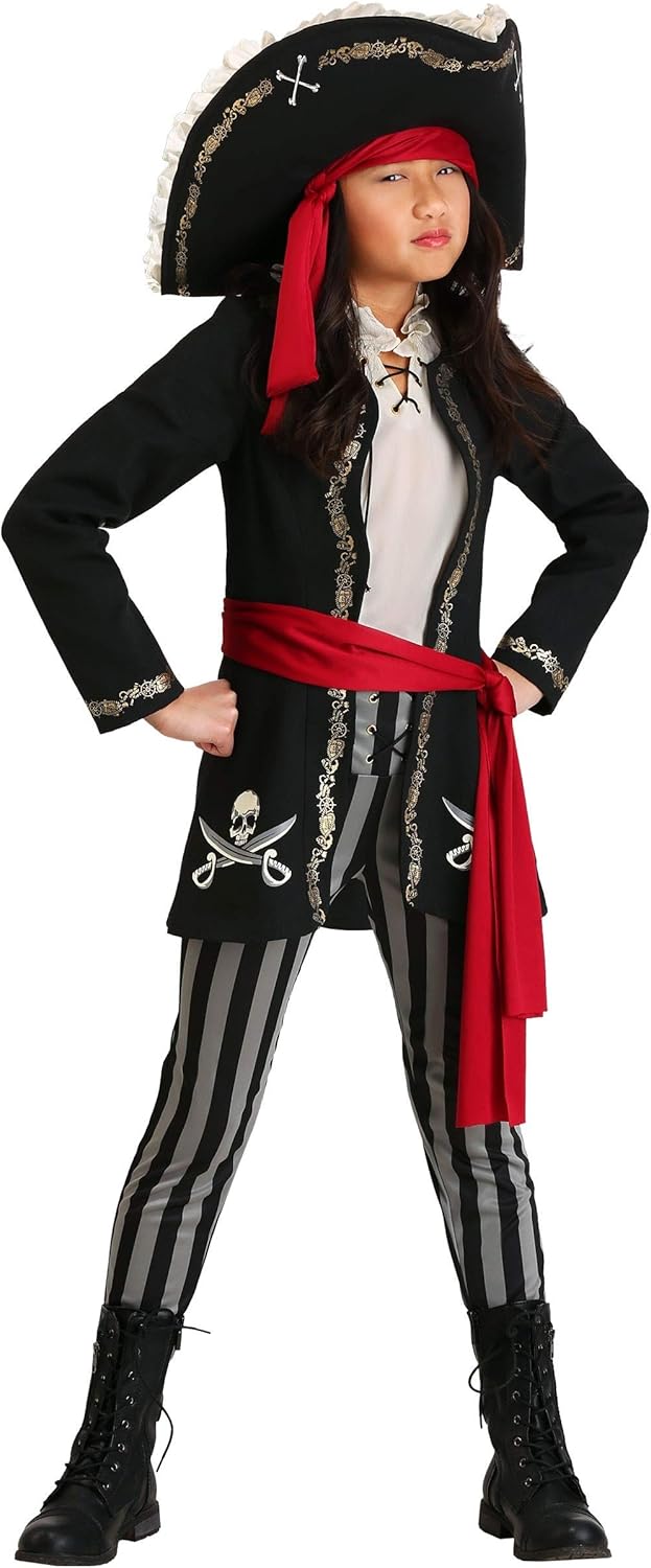 Gold Queen Pirate Costume Kids Captain Set
