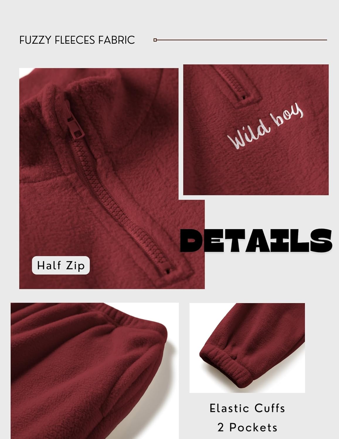 Perfect toddler boys fall winter clothes set for boys Burgundy