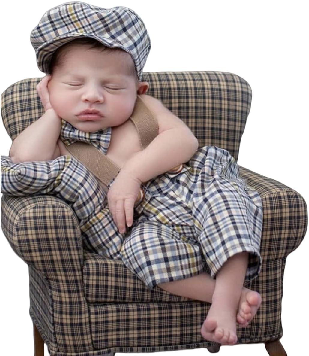 Vomdrok - Newborn Photography set Cutesy Overalls with Hat Bowtie