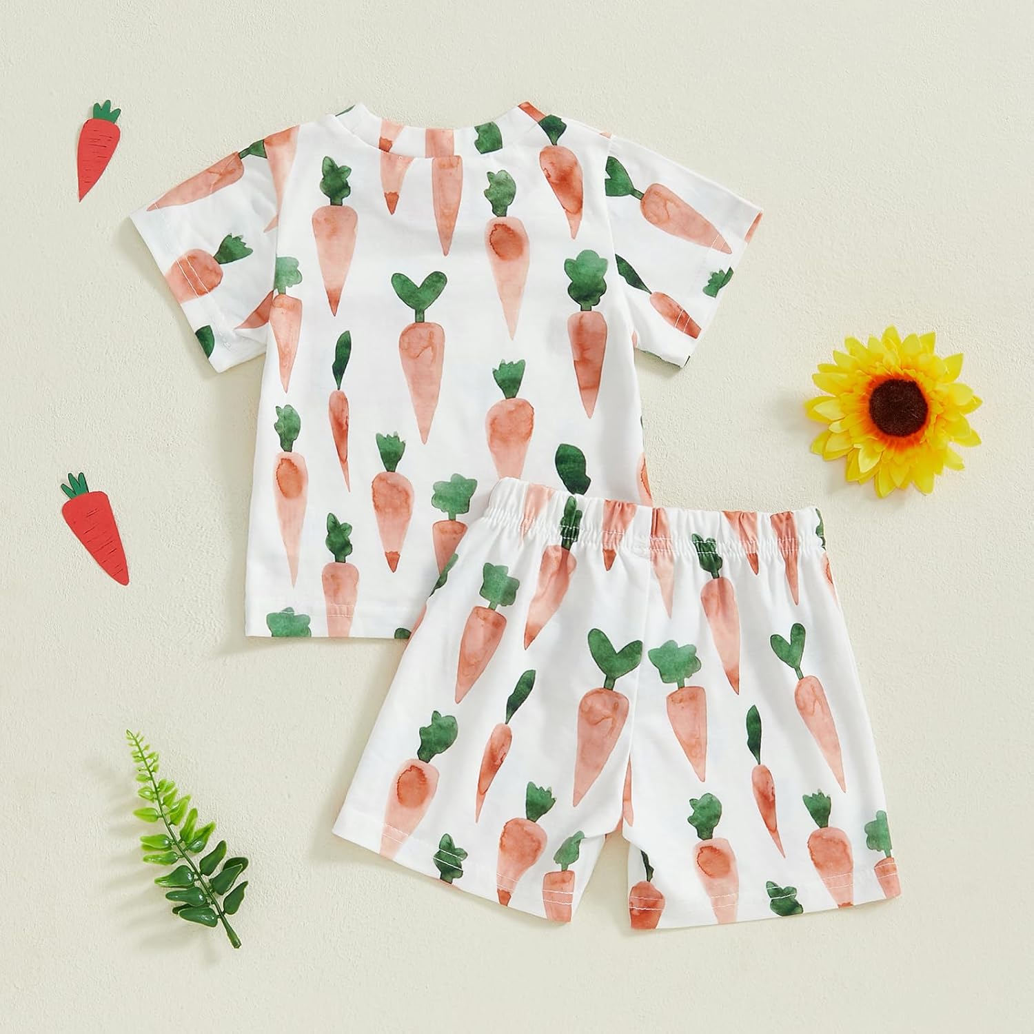 Bunny Carrot Toddler Boys Easter Short Sleeve Set