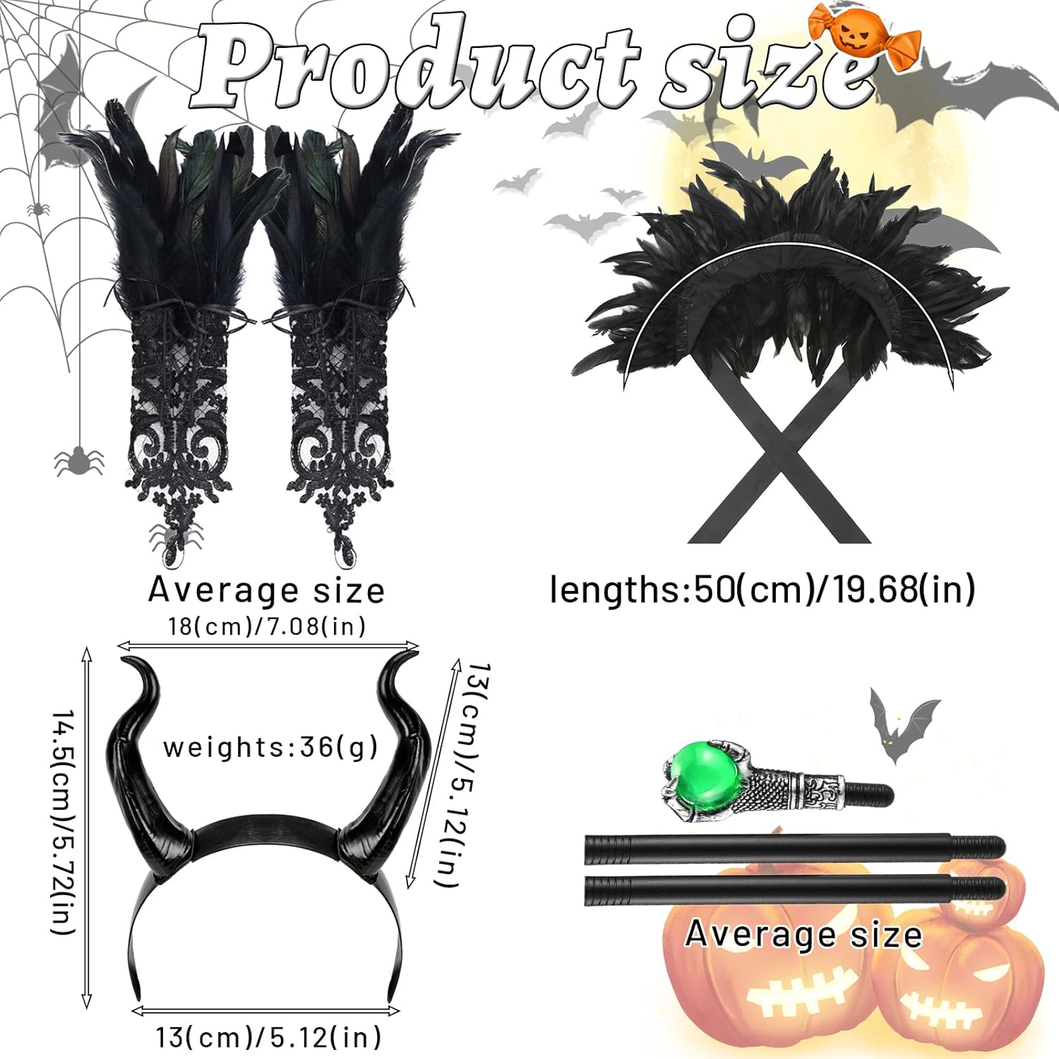 EVL Authentic Maleficent Dressup costume for Kids Girls Halloween wdth 10wrdz