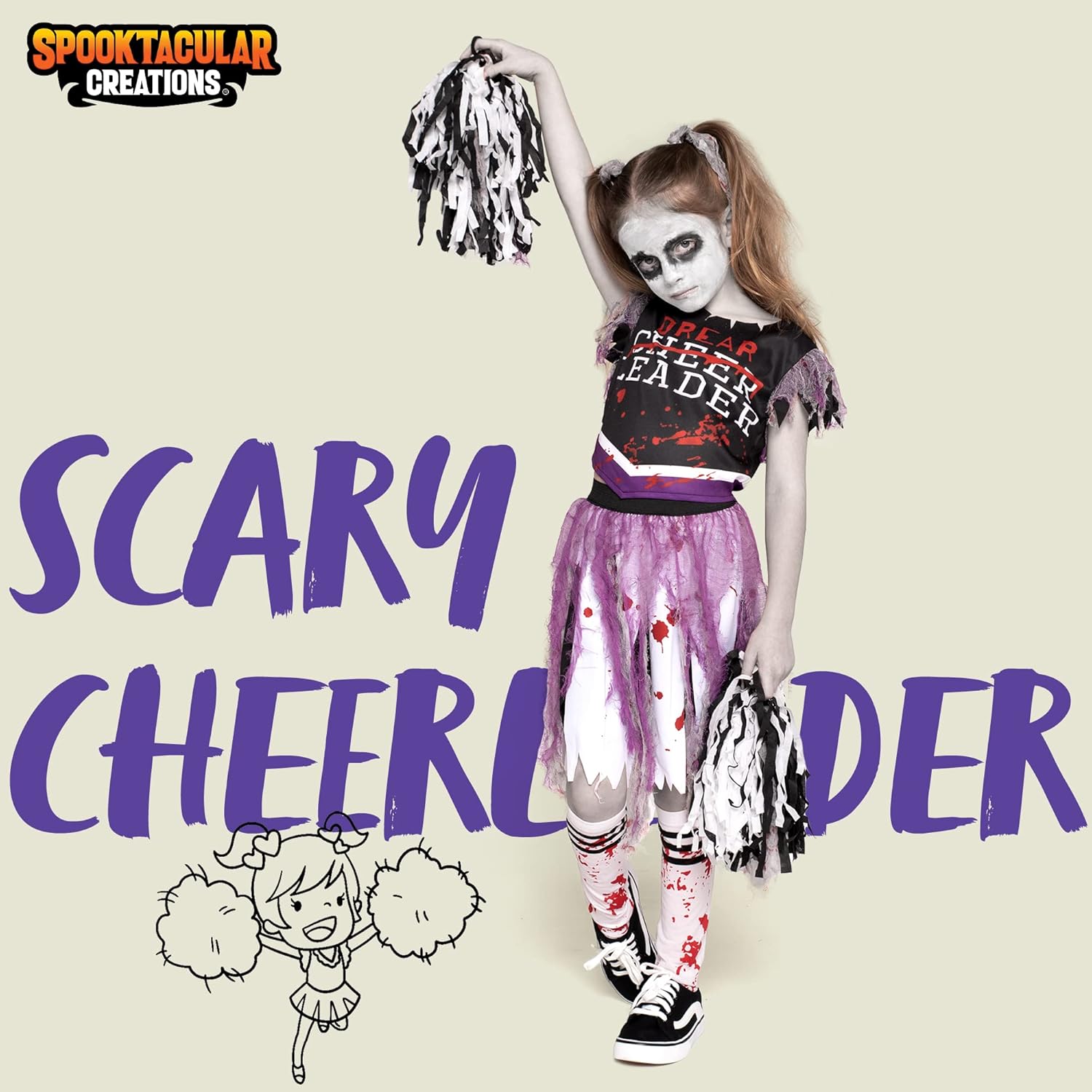Zombie Halloween Cheerleader Costume Girls
