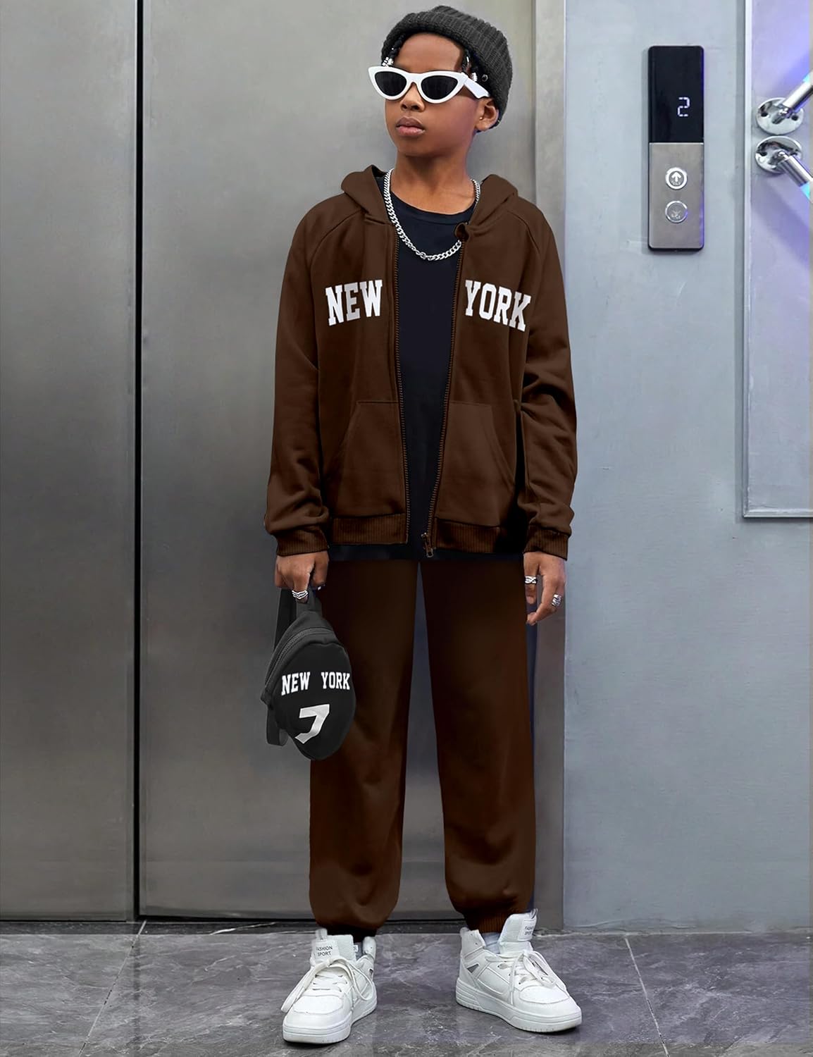 KangKang Unisex NEW YORK Full Zip Fleece Jogging Suit