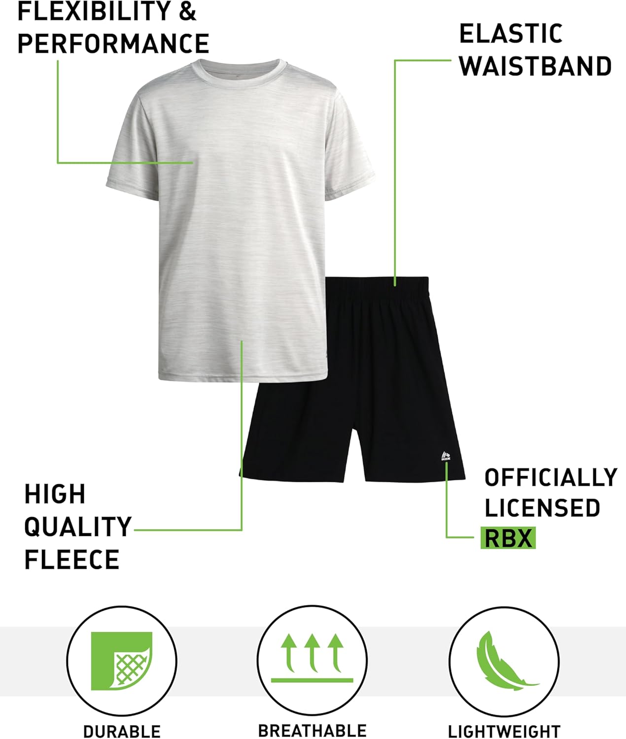 RBX Boys Active Shorts Set 2-Piece Performance Set