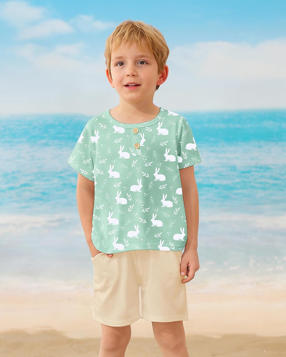 CocoRARA Toddler Boys Hawaiian Summer Outfit with T-Shirt Shorts