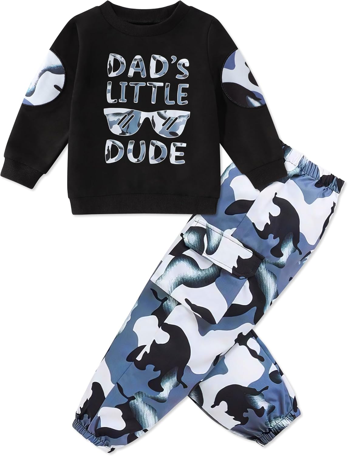 Toddler Boy Clothes Long Sleeve Sweatshirt Camouflage Pants for Fall-Winter
